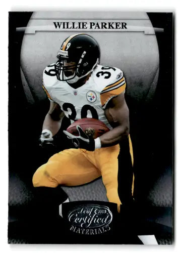Original gloss leaf certified Willie Parker football card from 2008 Leaf Certified collection