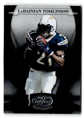 Original gloss Leaf Certified LaDainian Tomlinson trading card in Chargers uniform