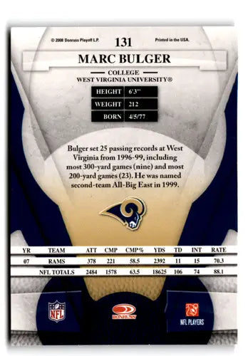 2008 Leaf Certified #131 Marc Bulger NM Near Mint Rams ID:73598 - Football Card Single