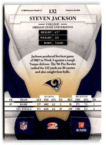 Original gloss Leaf Certified Steven Jackson football card from 2008 Rams product