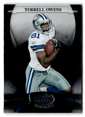 Original gloss Leaf Certified Terrell Owens football card from 2008 Cowboy collection