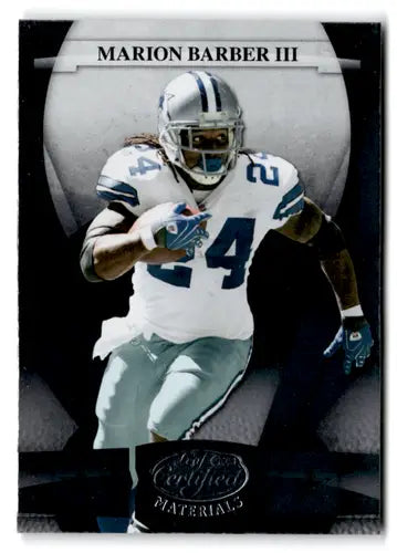 Original gloss Leaf Certified Marion Barber III football card from 2008 Cowboys collection