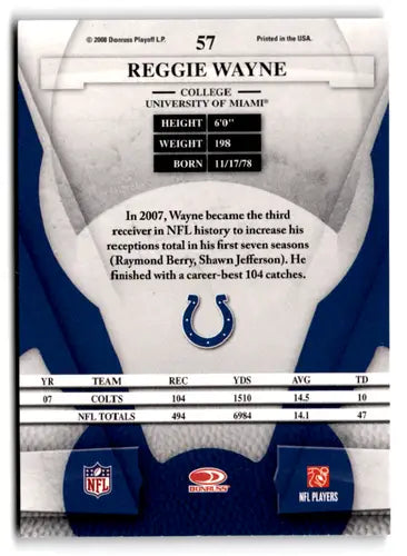 Original gloss Reggie Wayne football card from Leaf Certified 2008 product