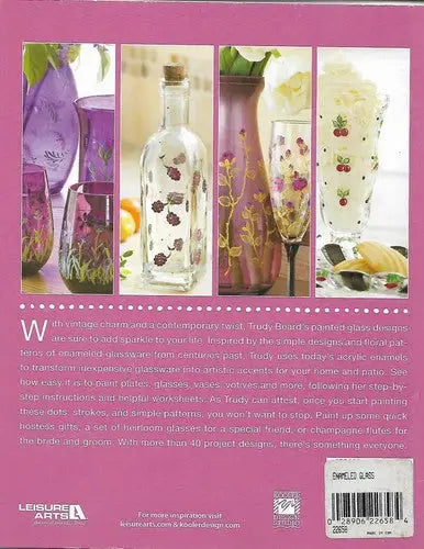 Book about painted glass designs from Leisure Arts featuring Trudy Beard Enameled Glass