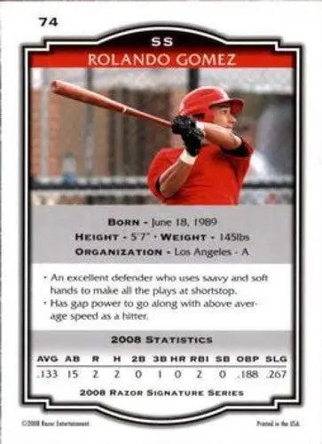 2008 Razor Signature Series #74 Rolando Gomez NM-MT Angels - Baseball Card Single