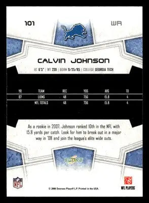 2008 Score #101 Calvin Johnson Super Bowl XLIII Green - Football Card Single