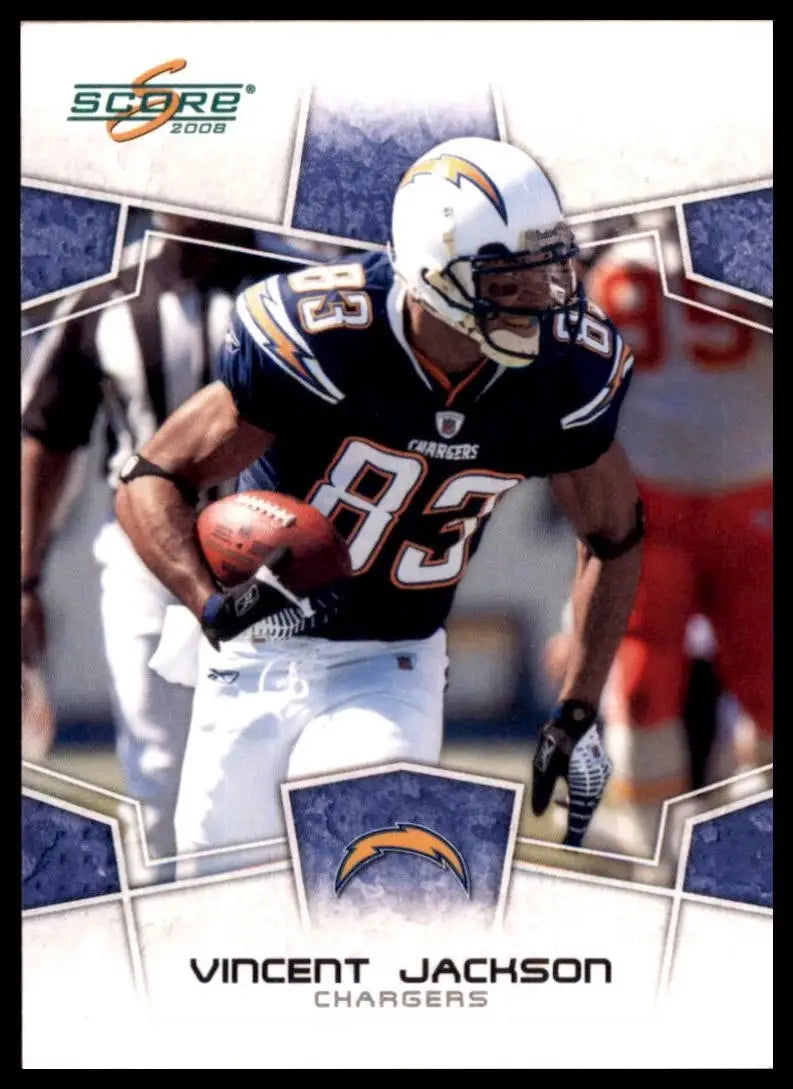 2008 Score Vincent Jackson football card featuring San Diego Chargers player #262