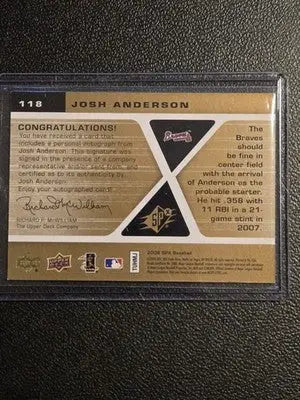 2008 SPx #118 Josh Anderson - Baseball Card Single
