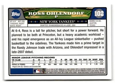 2008 Topps #102 Ross Ohlendorf - Baseball Card Single