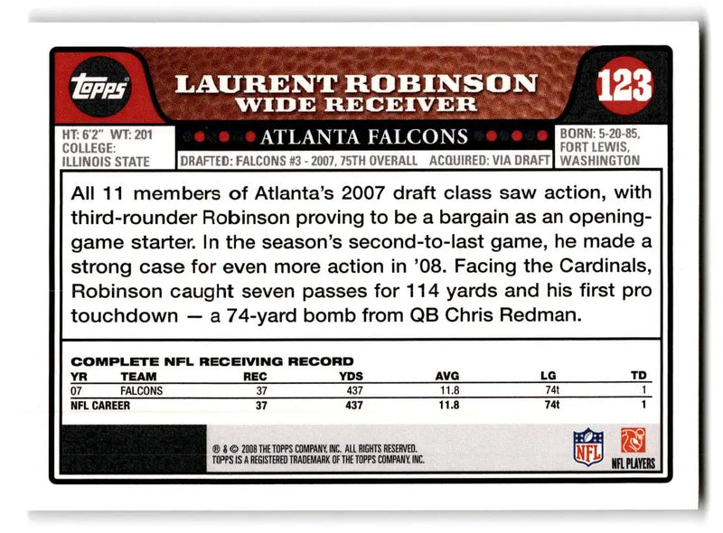 2008 Topps #123 Laurent Robinson - Football Card Single