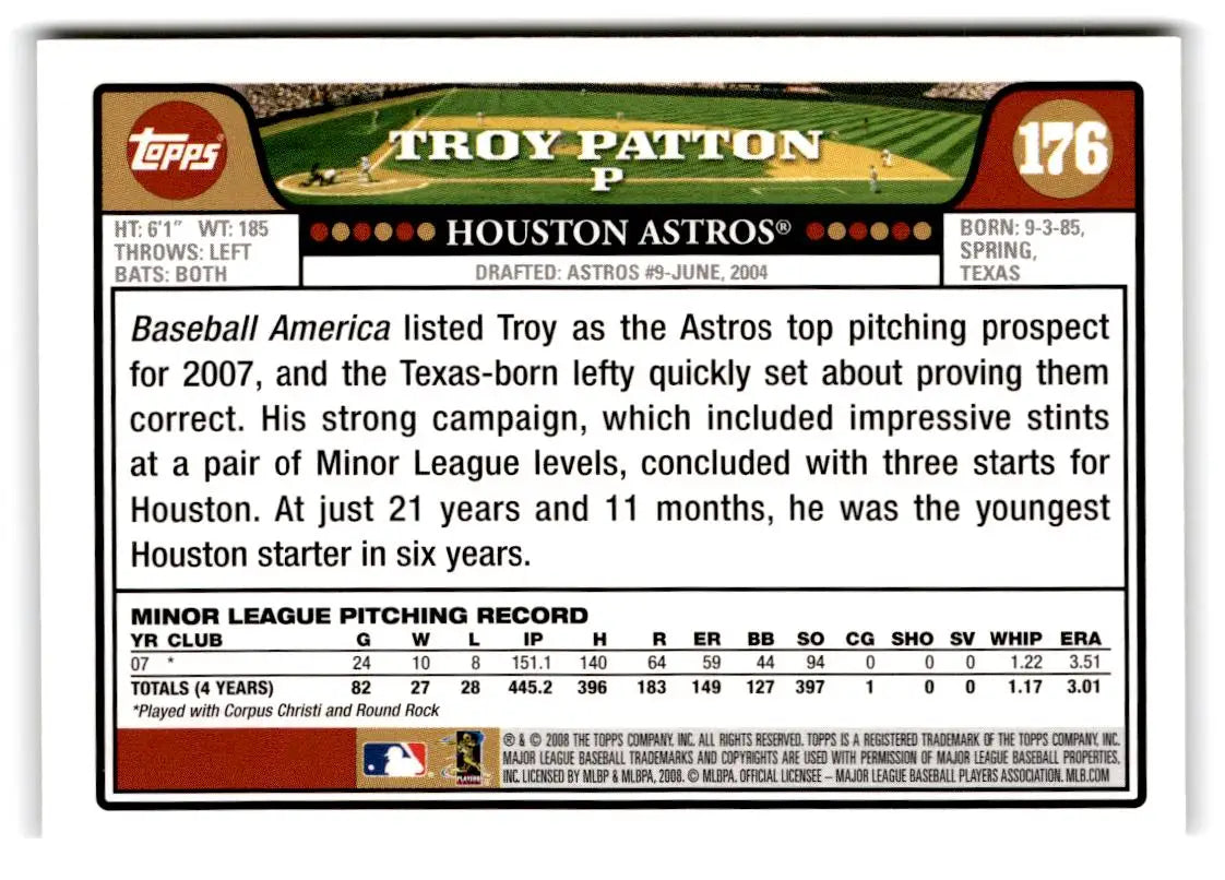 2008 Topps #176 Troy Patton - Baseball Card Single