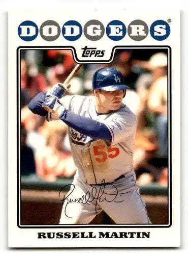 Original gloss Russell Martin baseball card featuring Los Angeles Dodgers player for sale