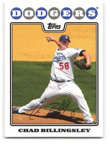 Original gloss Chad Billingsley baseball card from 2008 Topps Dodgers featuring Simply Sandoval