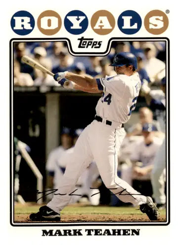 Original gloss Mark Teahen baseball card from 2008 Topps #210 featuring Royals team