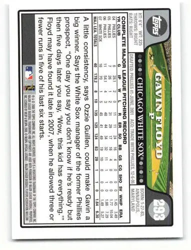 Gavin Floyd baseball card featuring original gloss from 2008 Topps White Sox series