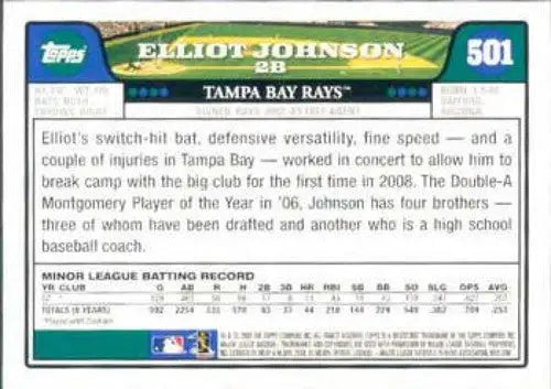 2008 Topps #501 Elliot Johnson NM-MT RC Rookie Rays ID:72190 - Baseball Card Single