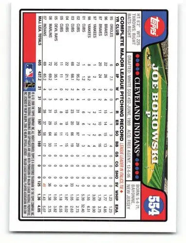 2008 Topps #554 Joe Borowski NM-MT Indians ID:59168 - Baseball Card Single