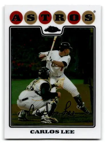 Original gloss baseball trading card of Carlos Lee from 2008 Topps Chrome Astros