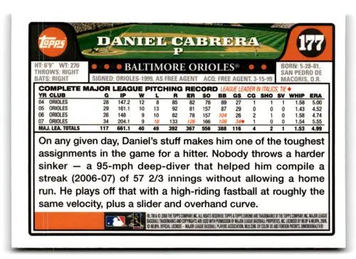 2008 Topps Chrome Daniel Cabrera baseball card with original gloss Orioles ID 71716