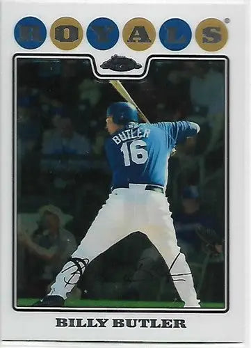 Billy Butler baseball card from 2008 Topps Chrome with original gloss, part of sports cards collection