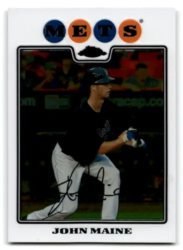 Autographed John Maine baseball card with original gloss from 2008 Topps Chrome Mets