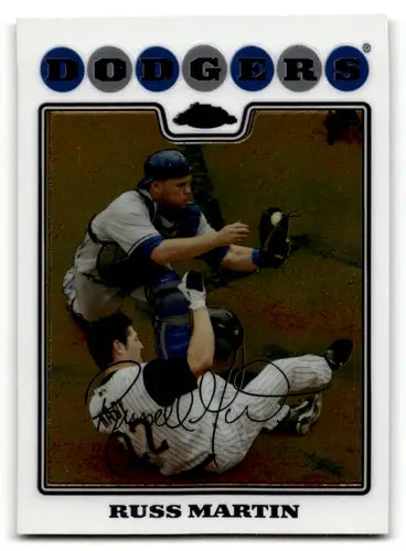 2008 Topps Chrome Russell Martin baseball card with original gloss feature