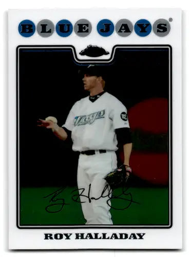 Original gloss 2008 Topps Chrome Roy Halladay baseball card Blue Jays ID 72155