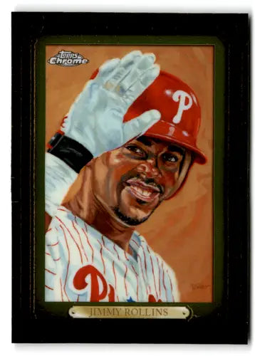 Jimmy Rollins baseball card from 2008 Topps Chrome Dick Perez collection with original gloss