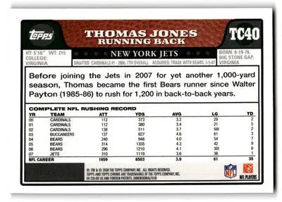 2008 Topps Chrome #TC40 Thomas Jones - Football Card Single