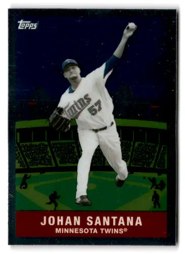 Johan Santana Topps Chrome Trading Card from 2008 Topps Chrome Trading Card History series