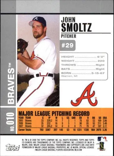 2008 Topps Co-Signers #10 John Smoltz NM-MT Braves - Baseball Card Single