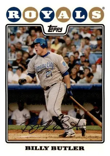 2008 Topps Gold Foil Billy Butler Royals baseball card with original gloss and premium quality