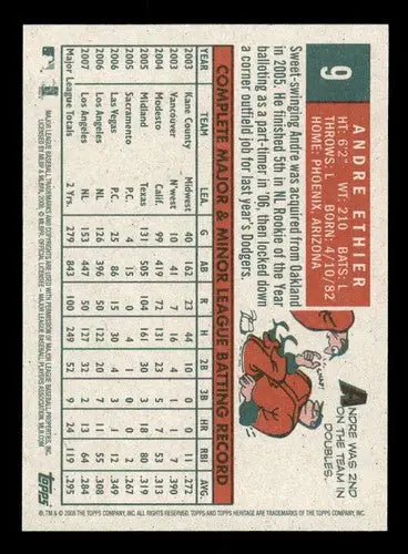 2008 Topps Heritage #9 Andre Ethier NM-MT SP Dodgers ID:81481 - Baseball Card Single