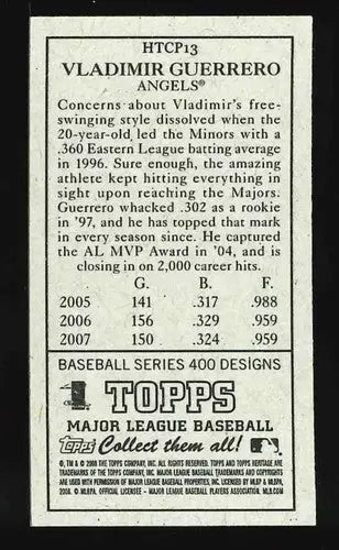 2008 Topps Heritage T205 Mini #HTCP13 Vladimir Guerrero NM-MT Angels ID:71940 - Baseball Card Single