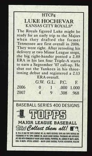 2008 Topps Heritage T205 Mini #HTCP4 Luke Hochevar NM-MT Royals ID:72119 - Baseball Card Single