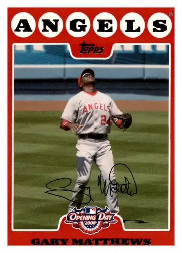 Gary Matthews baseball card from 2008 Topps Opening Day series featuring Angels