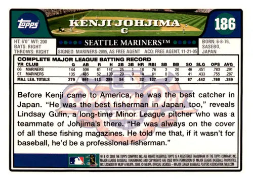 2008 Topps Opening Day #186 Kenji Johjima NM-MT Mariners ID:45337 - Baseball Card Single