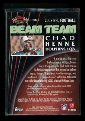 2008 Topps Stadium Club Beam Team Chad Henne #BTR-CH Player-worn jersey Football - Sports Memorabilia