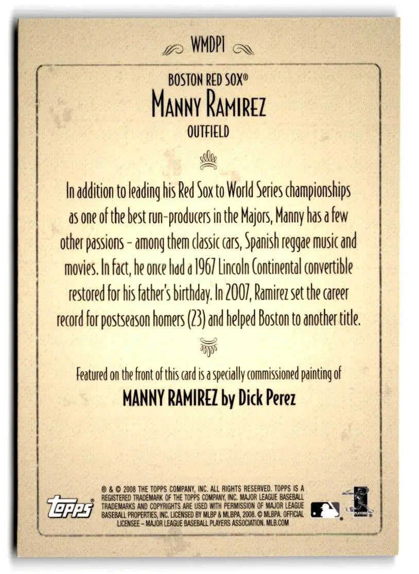 2008 Topps #WMDP1 Manny Ramirez Dick Perez Walmart - Baseball Card Single