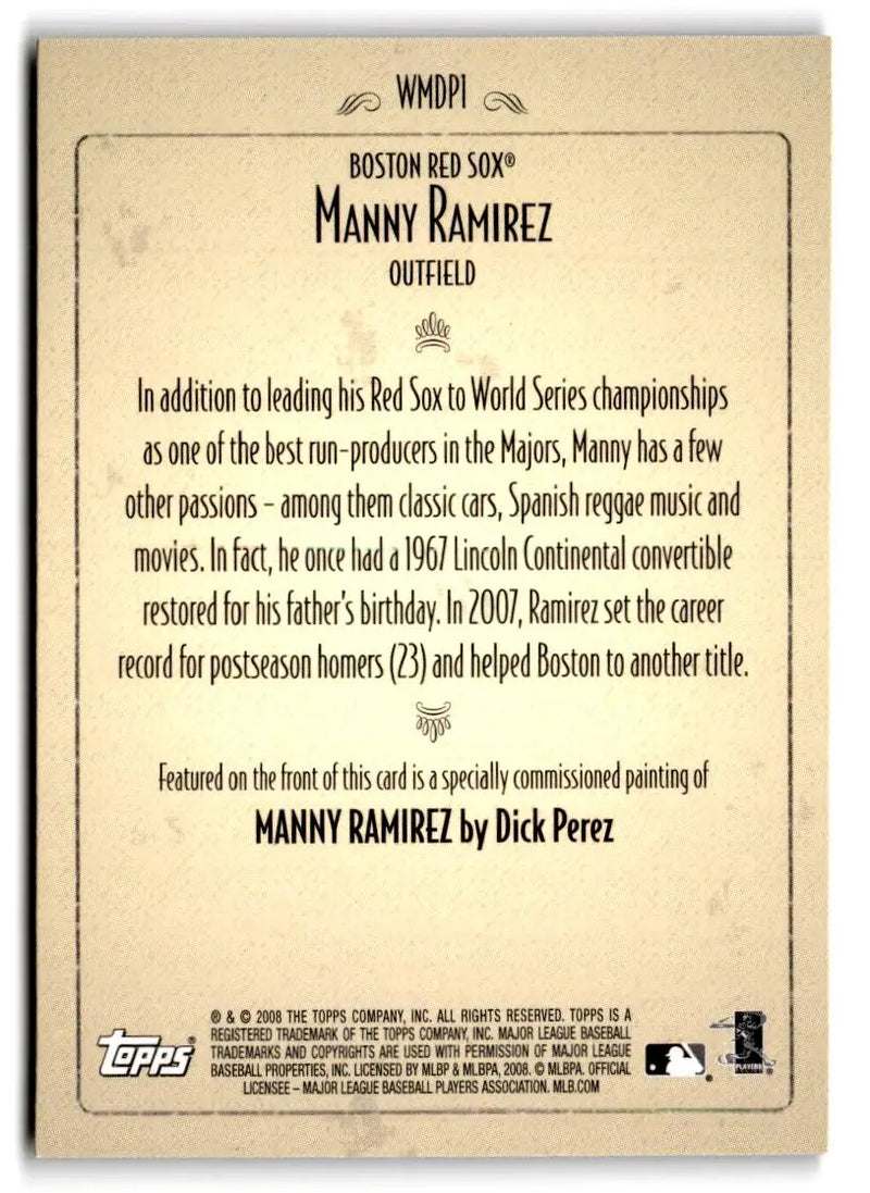 2008 Topps #WMDP1 Manny Ramirez Dick Perez Walmart - Baseball Card Single
