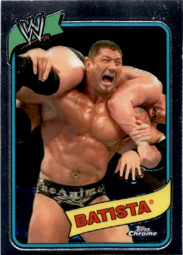 WWE Heritage Chrome Batista wrestling card from 2008 Topps WWE Heritage Chrome III