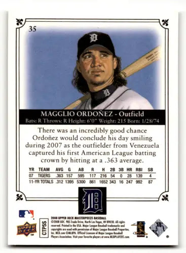 2008 UD Masterpieces #35 Magglio Ordonez NM-MT Tigers ID:61522 - Baseball Card Single
