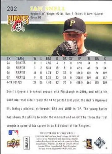 2008 Upper Deck #202 Ian Snell NM-MT Pirates - Baseball Card Single