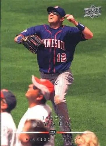 Baseball player in action from 2008 Upper Deck Jason Tyner NM-MT Twins card