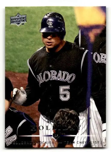 Original gloss 2008 Upper Deck Matt Holliday Colorado Rockies baseball card featuring Matt Holliday Colorado Rockies player