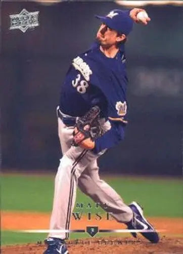 Original gloss baseball card of Matt Wise pitcher from 2008 Upper Deck Brewers