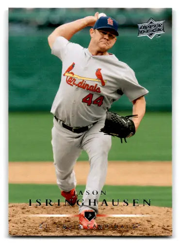 2008 Upper Deck Jason Isringhausen baseball trading card with original gloss featuring a Cardinals pitcher