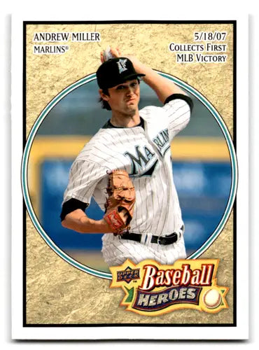 Original gloss of Andrew Miller Marlins baseball card from 2008 Upper Deck Baseball Heroes