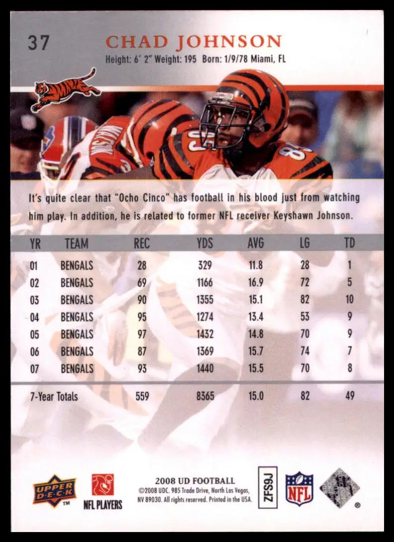 2008 Upper Deck Chad Johnson 37 Cincinnati Bengals LP - Football Card Single