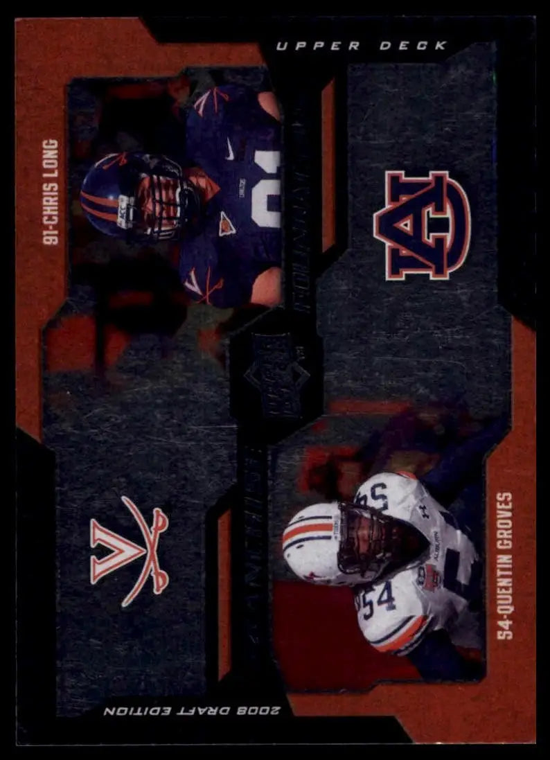 2005 Draft Edition football card featuring Chris Long and Quentin Groves from Upper Deck